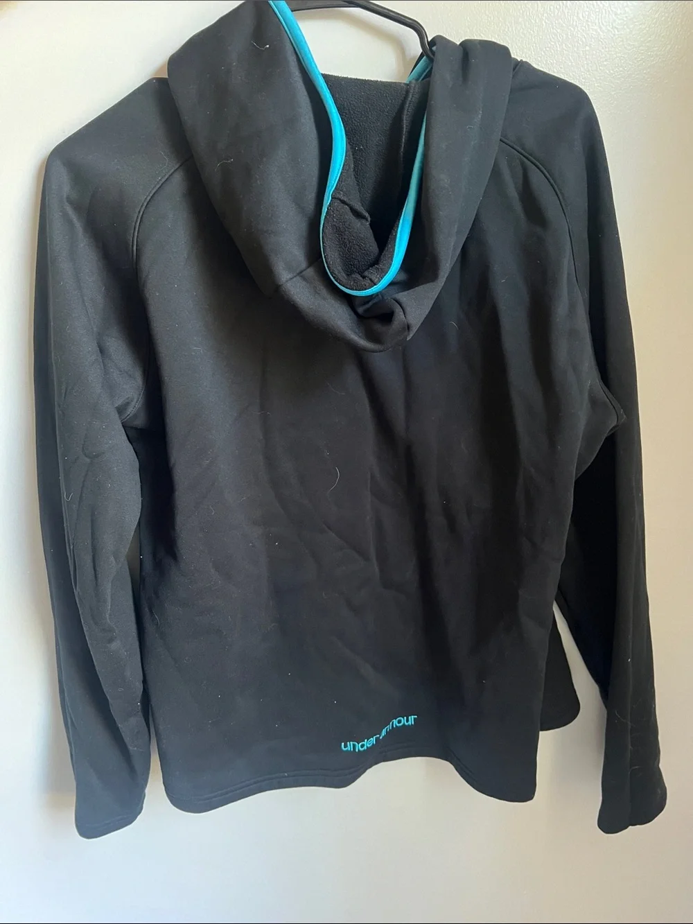 Under Armour Black Hoodie with Teal Logo Trim